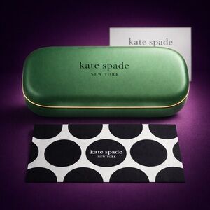 KATE SPADE Green Hard Eyeglass Case w/ Polka Dot Cloth